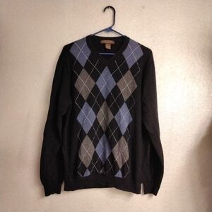 Sebastian Cooper Men's Cotton /Cashmere Argyle Sweater  Size L